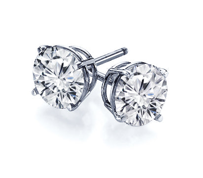 14k Gold 4-Prong Round Cut Diamond Stud Earrings 0.50 Carat