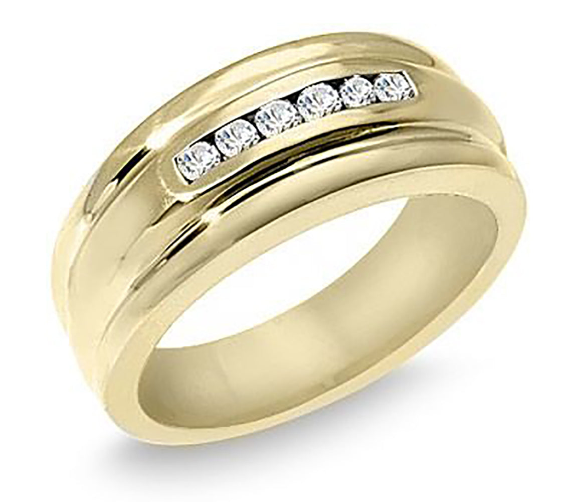 Solid Gold Men's 0.30 Ct. Tw. Brilliant Round Cut Diamond Ring