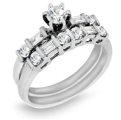 0.90 Ct. Tw. Mix Cut Diamond Engagement Wedding Ring Set