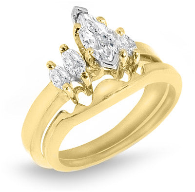 0.90 Ct. Tw. Marquise Cut 5-Stone Diamond Engagement Wedding Ring Set