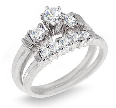 0.85 Carat Round Cut Diamond Engagement Wedding Ring Set