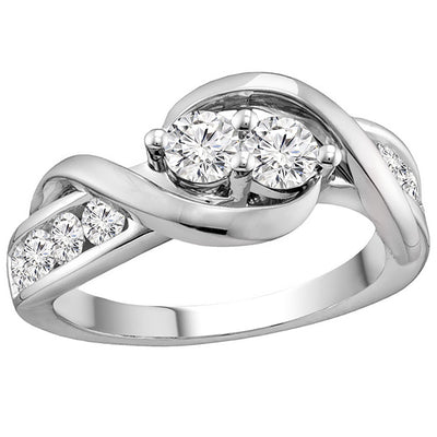 Two Stone Wrap Design 0.44 Carat Diamond Band in Prong Setting