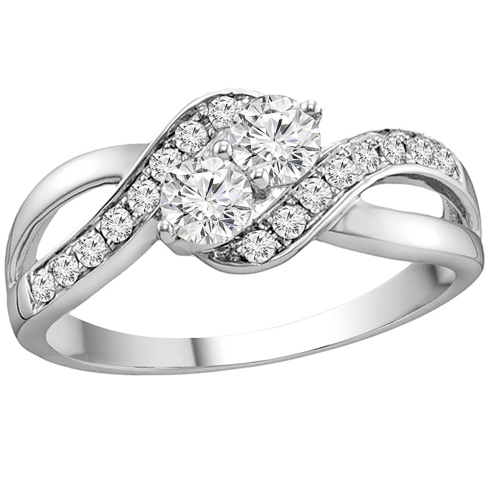 Two Stone Infinity Knot Design 0.40 Carat Brilliant Round Cut Diamond Ring