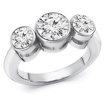 1.00 Ct. Tw. Bezel Set Brilliant Round Three Stone Diamond Engagement Ring