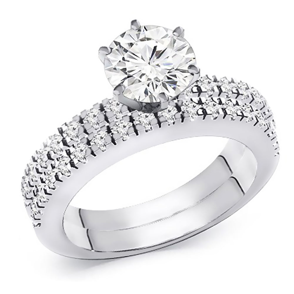 1.12 Ct. Tw. Brilliant Round Diamond Wedding Engagement Ring Set