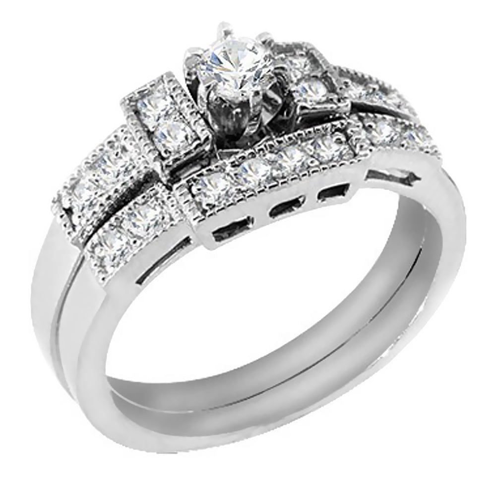 0.70 Ct. Tw. Brilliant Round Diamond Engagement Wedding Ring Set