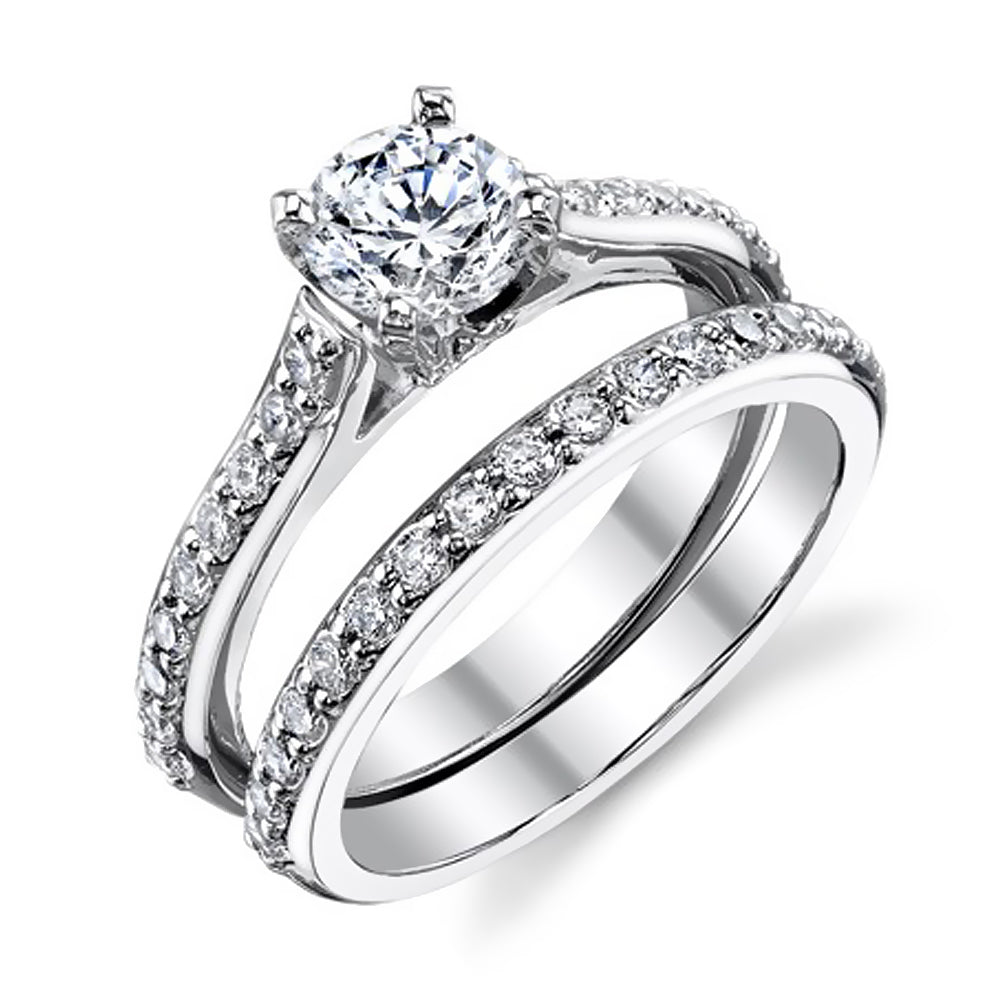 1.15 Carat Brilliant Round Diamond Engagement Wedding Set
