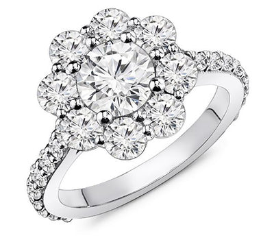 1.50 Carat Flower Halo Design Diamond Engagement Ring