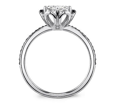 1.45 Carat Natural Black & White Diamond Flower Design Engagement Ring