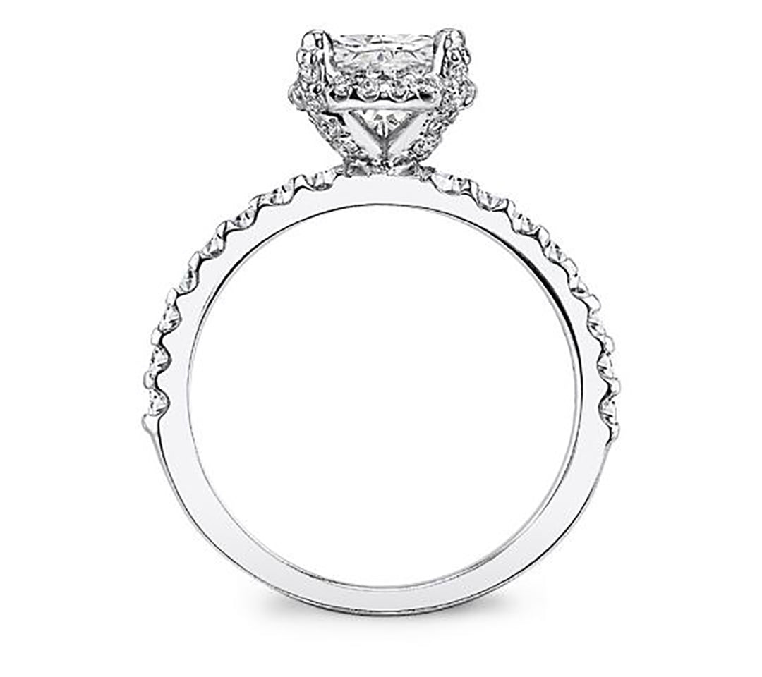 1.00 Carat Cushion Cut Diamond Halo Engagement Ring
