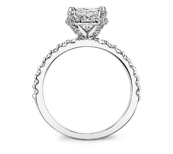 1.00 Carat Cushion Cut Diamond Halo Engagement Ring