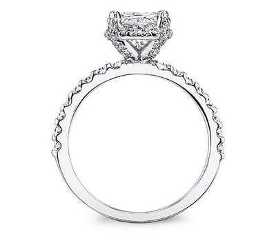 1.00 Carat Cushion Cut Diamond Halo Engagement Ring