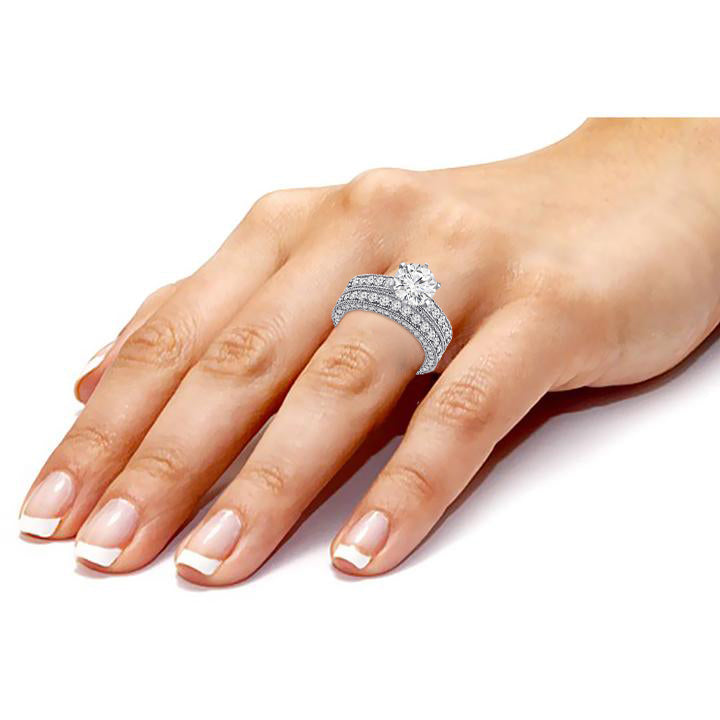 1.75 Carat Diamond Milgrain Design Engagement Wedding Ring Set