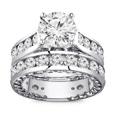 3.50 Carat Brilliant Round Cut Diamond Engagement Wedding Ring Set