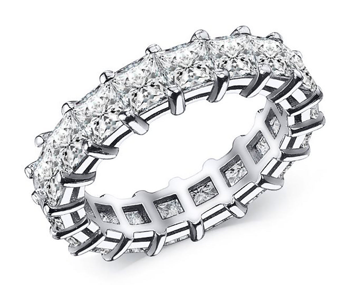 World Jewels 6.00 Carat Princess Cut Diamond Eternity Band 18K Yellow Gold