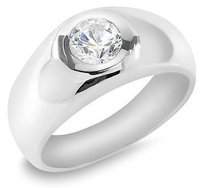 Men's Bezel Set 0.75 Ct. Tw. Brilliant Round Cut Solitaire Diamond Ring