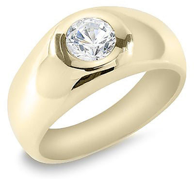 Men's Bezel Set 0.75 Ct. Tw. Brilliant Round Cut Solitaire Diamond Ring