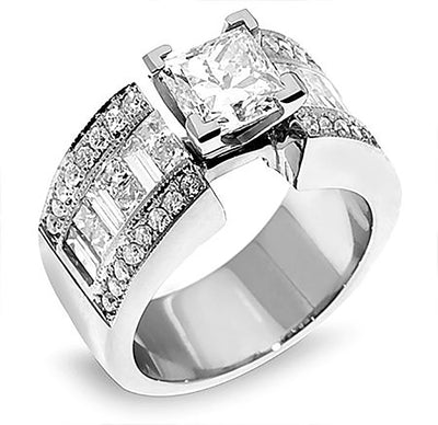 3.00 Ct. Tw. Multi-Cut (Princess Cut Center) Diamond Engagement Ring