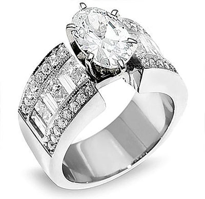 3.00 Ct. Tw. Multi-Cut (Oval Cut Center) Diamond Engagement Ring