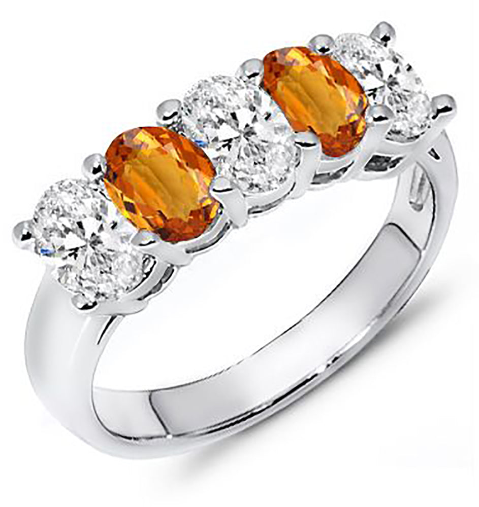 1.25 Ct. Tw. Oval Cut Diamond & Natural Citrine Band