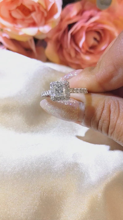 1.75 Carat Princess Cut Halo Diamond Engagement Ring