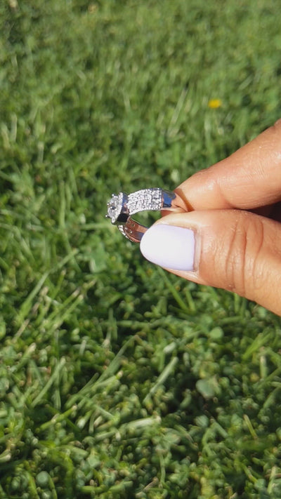 1.50 Carat Round Cut Diamond Halo with Milgrain Detail Engagement Ring