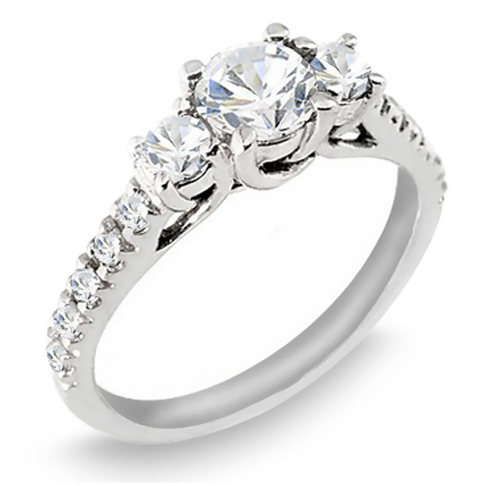 2.01 Carat Round Cut Three Stone Inspired Diamond Engagement Ring