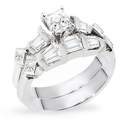 1.10 Ct. Tw. Mix Cut Diamond Engagement Wedding Ring Set