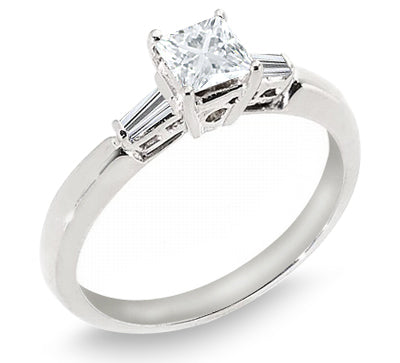 0.98 Ct. Tw. Princess & Baguette Three Stone Diamond Engagement Ring