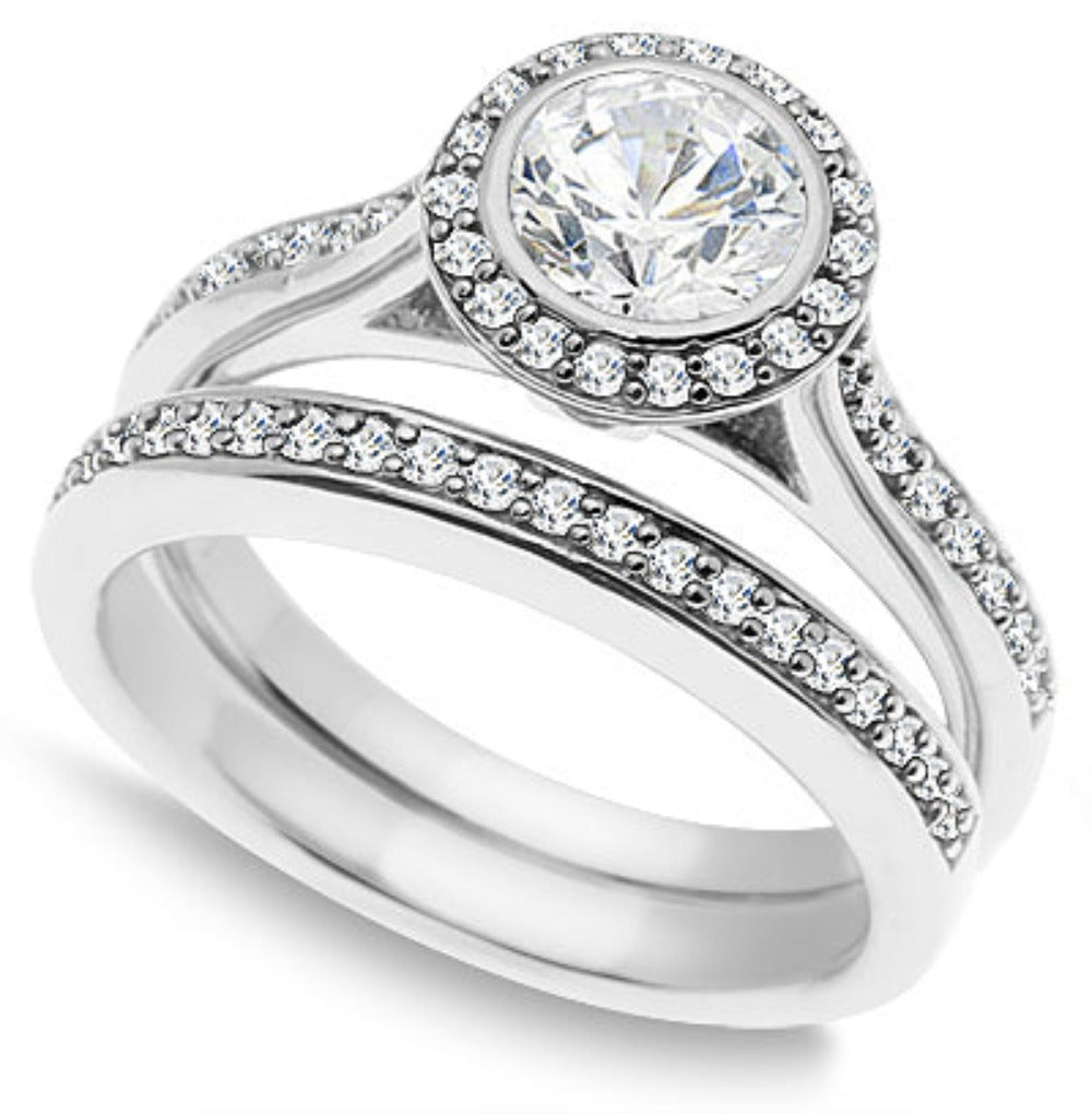 2.50 Carat Brilliant Round Cut Diamond Engagement Wedding Ring Set