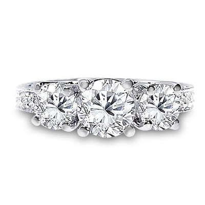 Brilliant Round Three Stone Inspired Diamond Engagement Ring 2.40 Ct. Tw.