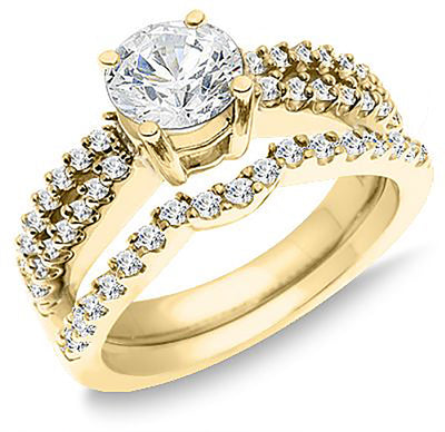1.50 Carat Round Cut Diamond Engagement Wedding Ring Set
