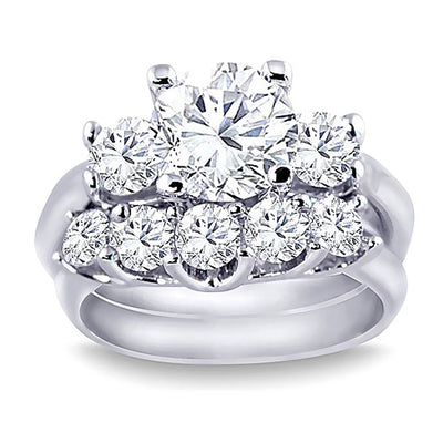 3.25 Ct. Tw. Three Stone Inspired Diamond Engagement Wedding Ring Set