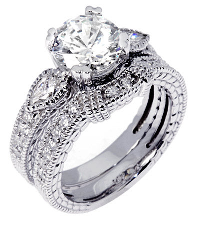 2.25 Ct. Tw. Round Cut Diamond Engagement Wedding Ring Set