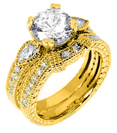 2.25 Ct. Tw. Round Cut Diamond Engagement Wedding Ring Set