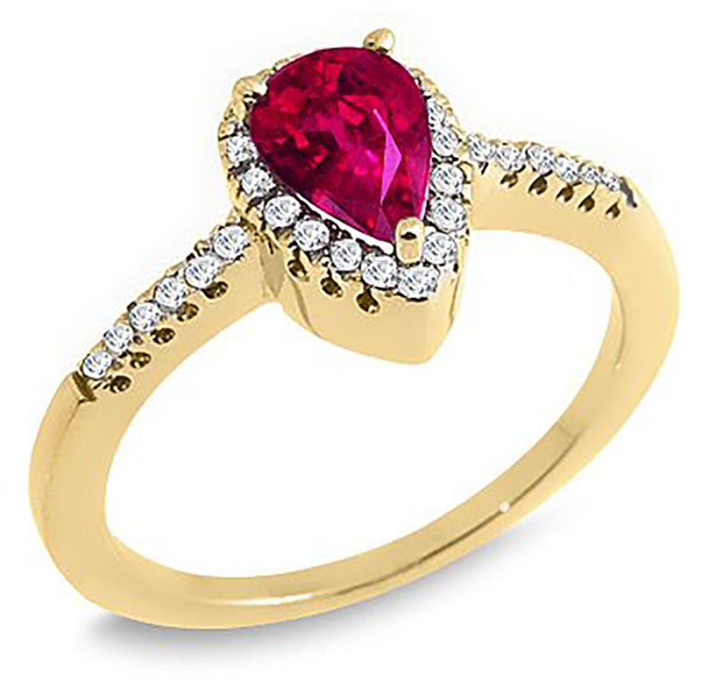 0.75 Ct. Tw. Pear Cut Natural Ruby & 0.35 Ct. Tw. Diamond Ring