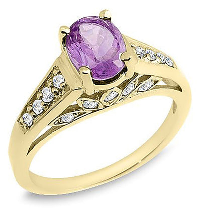 1.00 Ct. Tw. Oval Cut Natural Amethyst & 0.50 Ct. Tw. Diamond Ring