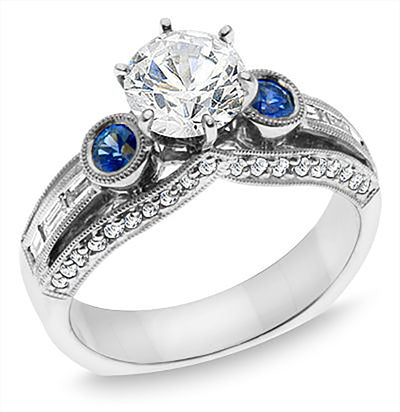 Diamond & Sapphire Engagement Ring 1.60 Ct. Tw.