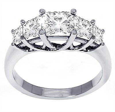 5 Stone 1.50 Carat Princess Cut Diamond Engagement Ring