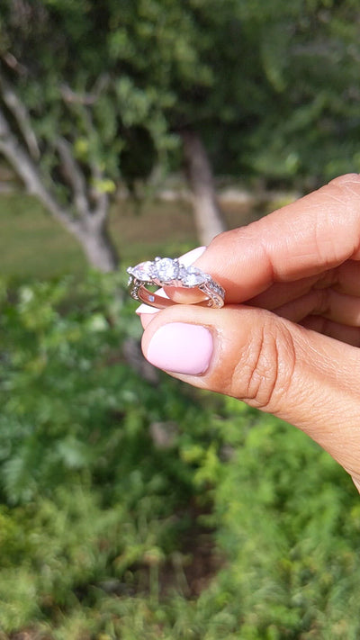 1.00 Carat Three Stone Inspired Brilliant & Marquise Cut Diamond Engagement Ring