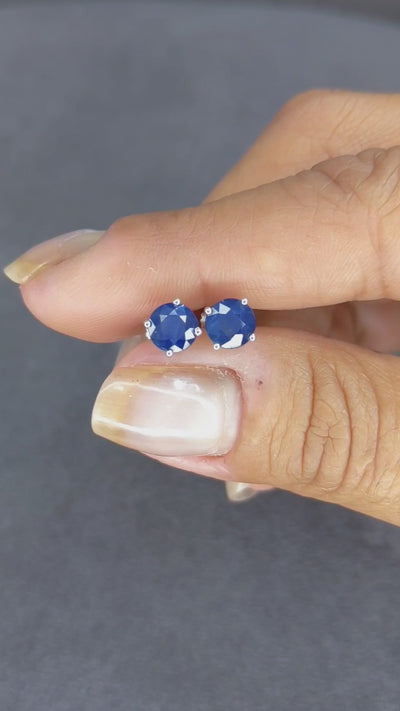 4-Prong Round Cut Blue Sapphire Stud Earrings 2.00 ct. tw.
