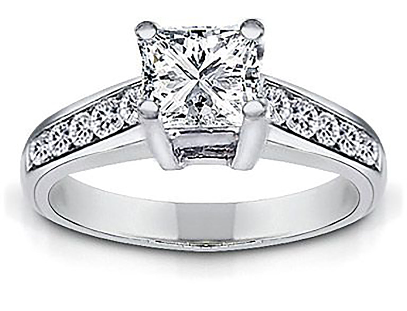 1.10 Ct. Tw. Princess Cut with Brilliant Round Diamond Engagement Ring