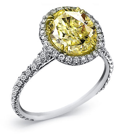 1.75 Ct. Tw. Round Cut Fancy Yellow Diamond Halo Engagement Ring
