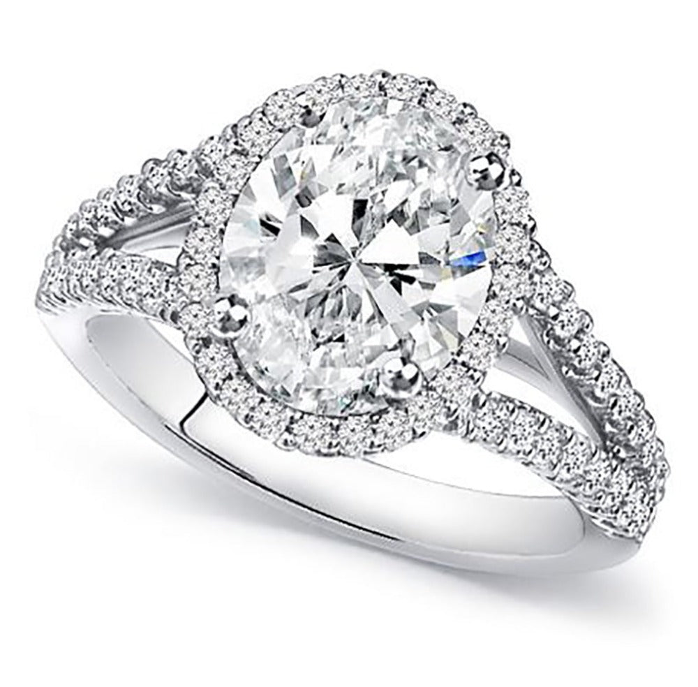 1.40 Carat Oval Cut with Brilliant Round HaloDiamond Engagement Ring