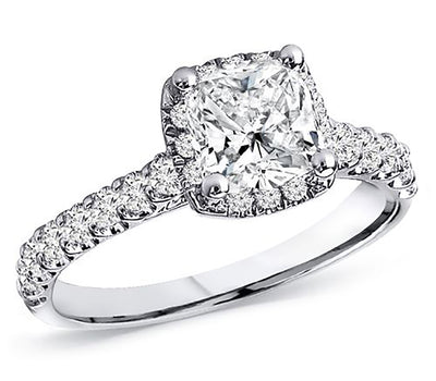 1.45 Carat Cushion Cut Halo Diamond Engagement Ring