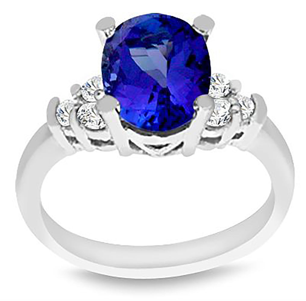 2.00 Ct. Tw. Oval Cut Natural Blue Sapphire & 0.50 Ct. Tw. Diamond Ring