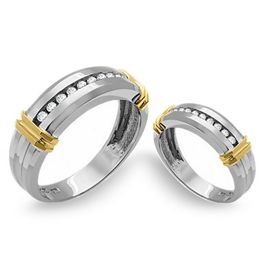 You and Me 14K Two Tone Gold His & Hers 0.50 Ct. tw. Round Cut Diamond Wedding Bands