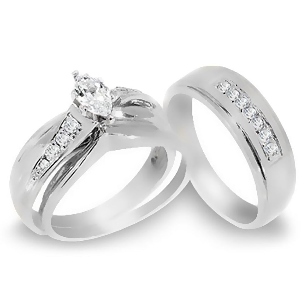 Our 14K Gold His & Hers 3-Piece 0.85 Ct. Tw. Diamond Engagement & Wedding Band Set