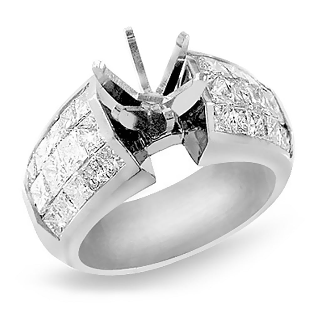Ladies 1.52 Ct. Tw. Princess Cut Diamond Semi-Mount Engagement Ring