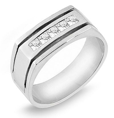 Men's Two Tone Gold 0.40 Ct. Tw. Princess Cut Diamond Ring
